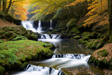Waterfall in in autumn