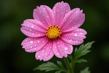 Obraz premium A Pink Daisy with Water Droplets Captivates the Heart