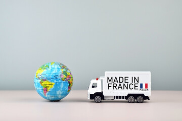 Truck and boxes with the inscription made in France.