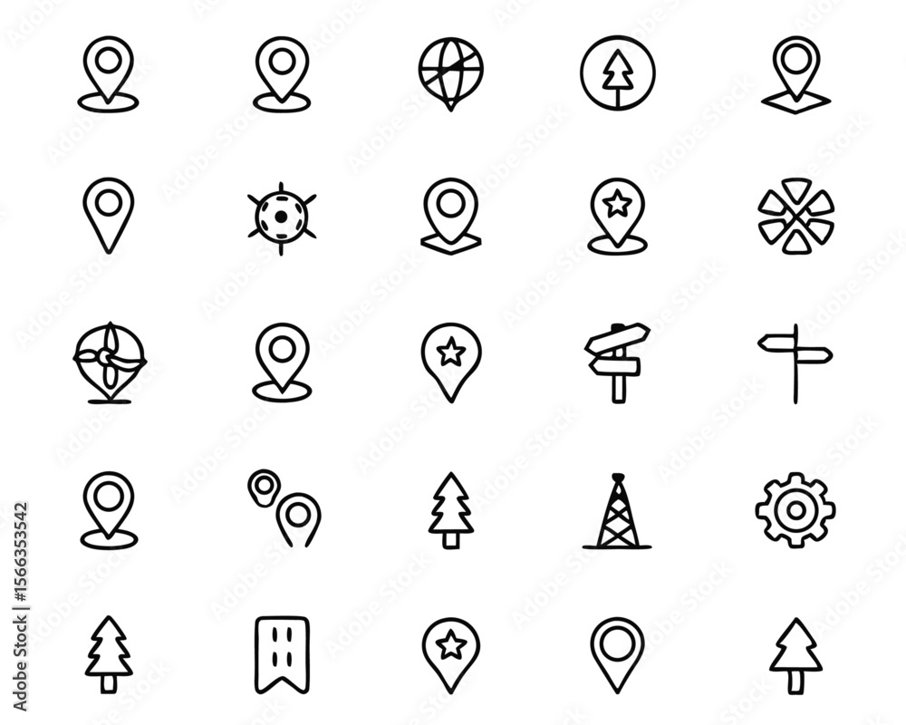 Poster comprehensive collection of navigation markers destination pointers and geographic pinpoint symbols 