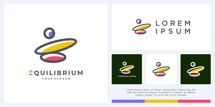 Equilibrium logo design with unique people for success