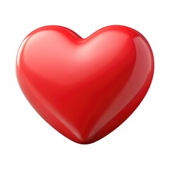 Glossy red heart shape symbol isolated on white background