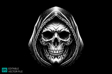 grim reaper tattoo designs dark art scary creepy style tattoo illustration vector black and white background templates