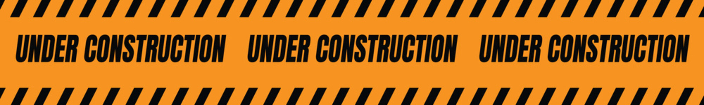 Under construction sign warning banner image with isolated on white background template for construction site and website. Vector illustration