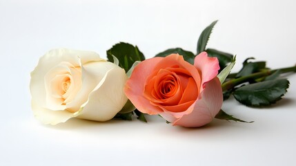 Fototapeta premium Elegant Peach and Cream Roses Closeup Photography