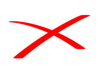 Hand Drawn Red Cross Marker on Transparent Background, Isolated Red X Sign, Doodle Cross Symbol PNG
