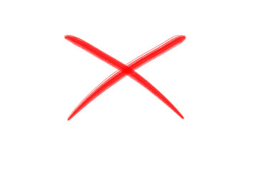 Hand Drawn Red Cross Marker on Transparent Background, Isolated Red X Sign, Doodle Cross Symbol PNG