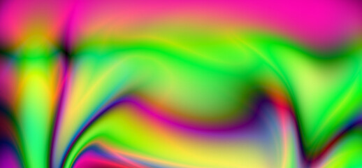 Abstract vibrant neon green and pink flowing liquid gradient background texture.