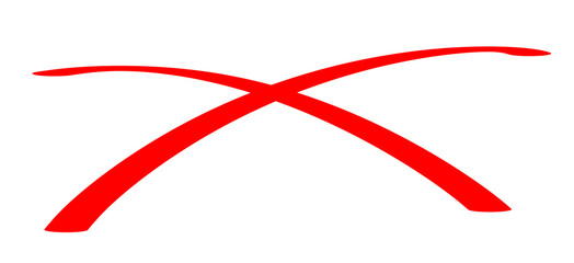 Fototapeta premium Hand Drawn Red Cross Marker on Transparent Background, Isolated Red X Sign, Doodle Cross Symbol PNG
