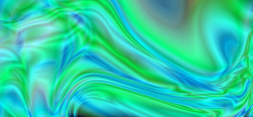 Abstract Teal and Green Swirling Liquid Gradient Background Texture