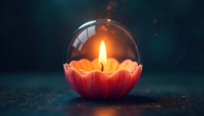 Serene Glowing Orb A Flickering Candle Flame Symbolizing Inner Peace and Tranquil Mindfulness