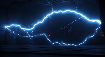High voltage blue electric arc intense power discharge science technology research energy abstract dark background bright plasma dynamic electrical storm surge light phenomenon