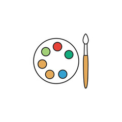 Minimalist vector set of artist tools   paintbrush