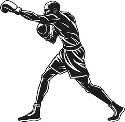 Fototapeta premium boxer throwing punch with gloves black silhouette