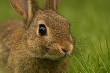 Fototapeta premium A rabbit's serene encounter with nature