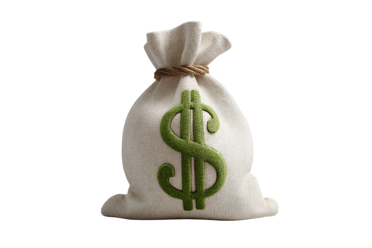 money bag with dollar sign isolated on transparent background