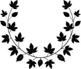 Black silhouette of a leaf wreath design element