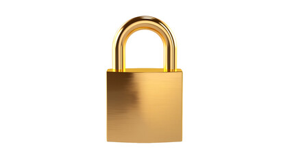 Luxurious golden padlock  isolated on transparent background symbolizes security, safety, and confidentiality.