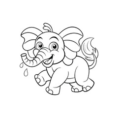 Adorable Baby Elephant Coloring Page Free Printable Illustration