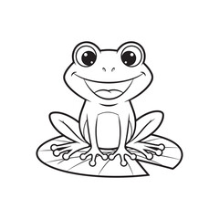 Adorable Cartoon Frog Sitting on a Lily Pad Free Coloring Page