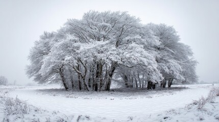 Snow laden trees winter landscape nature photography