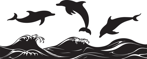 Fototapeta premium Ocean Wildlife Black Clipart