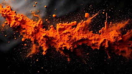 Orange Dust on a Dark Leather Background

