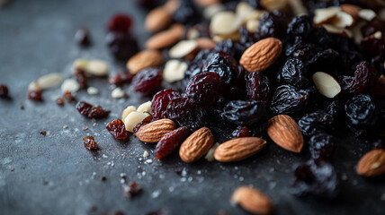 A delightful mix of dried cherries and almonds, perfect for a healthy snack or trail mix.