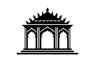Fototapeta premium Traditional Temple Arch Icon with Spiked Roof Design