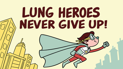Cartoon Superhero Flying with Cape and Goggles, Determined Expression