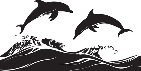 Fototapeta premium Aquatic Animal Silhouette Art