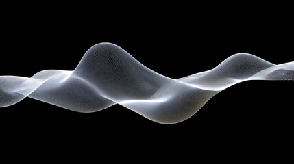 Abstract White Waves on Black Background in Digital Art Style