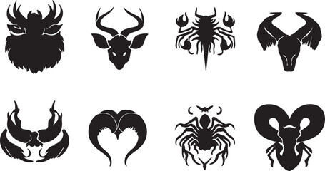 Black Animal Totem Vector Set