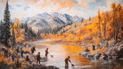 Autumnal mountain river scene