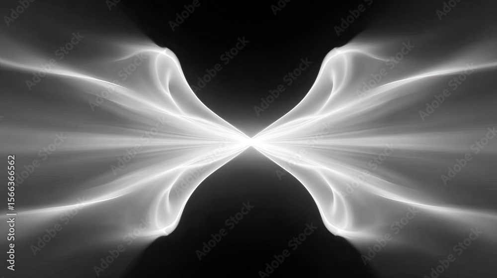 Poster ethereal light waves creating abstract symmetrical patterns