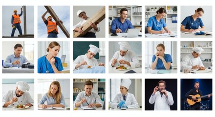 Diverse Professionals and Occupations: A Collage of Careers