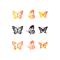 set of butterflies set of vector isolated butterflies illustration colorful designs Beautiful color pattern butterflies flying sitting standing vector poses
