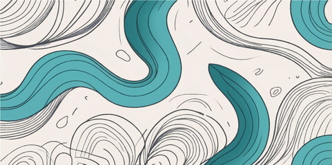 Abstract seamless pattern of blue water waves, a flowing ocean design