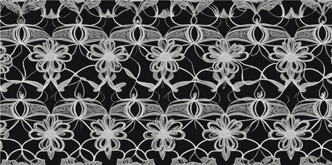 Black and white vintage floral seamless pattern for fabric, wallpaper, or textile design