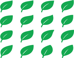 Vibrant Green Leaf Icons Set: Nature Vector Collection with Isolated Backgrounds for Eco Designs