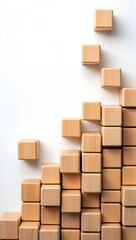 Fototapeta premium Wooden blocks stacked abstract design background for kids toys educational concept