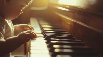 Baby learning piano