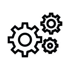 Robust Black Vector Silhouette Icon Set for Gear Mechanism Designs