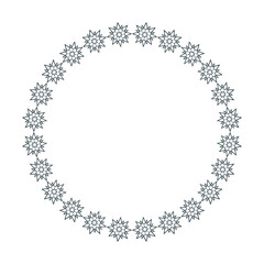 Vintage openwork round frame on white background.