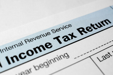 Close up view of the income tax return