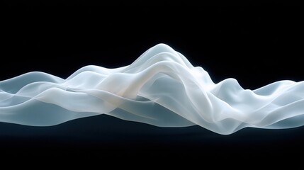 Ethereal Flowing Fabric Wave on Black Background for Abstract Art
