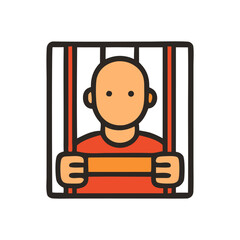Illustration depicts a person behind bars, representing incarceration and confinement.