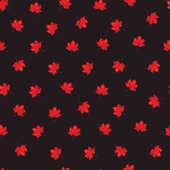 seamless pattern with autumn maple leaves on a dark background