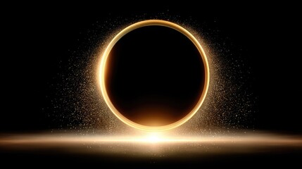 Glowing Circle of Light with Sparkles on Dark Background