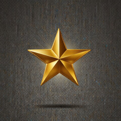 A single shiny golden star glows against a textured dark gray background